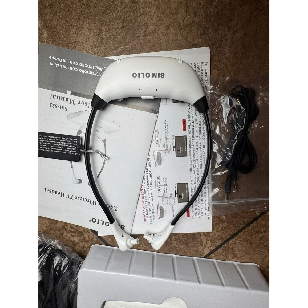 SIMOLIO 2.4GHz Wireless TV Headset Digital/Analog for Hearing Impaired SM-823